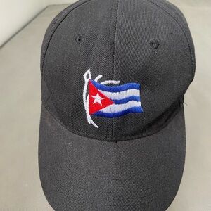 Black Cap with Embroidered Flag